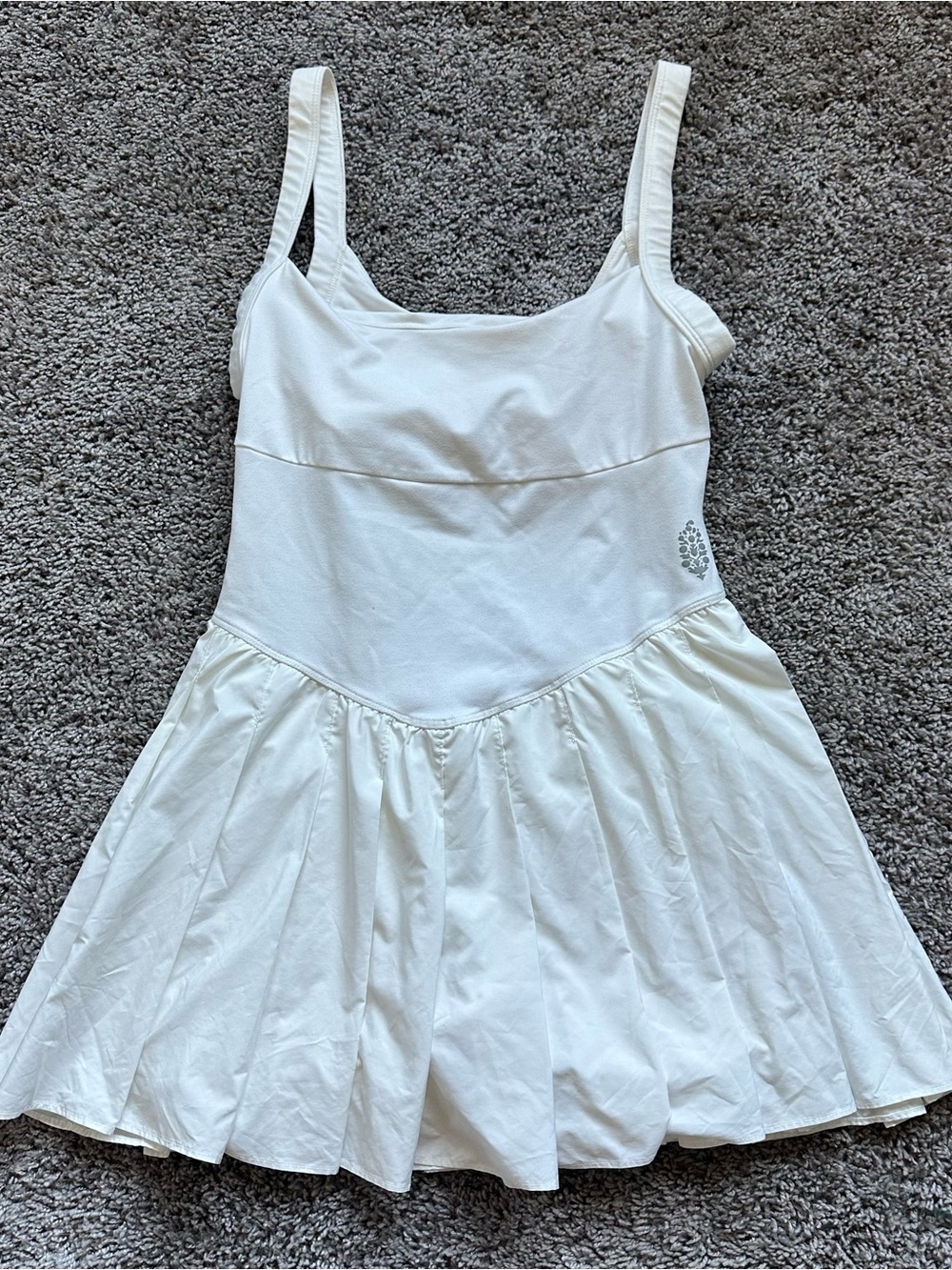 Free People Cream Sleeveless Fit & Flare Mini Dress